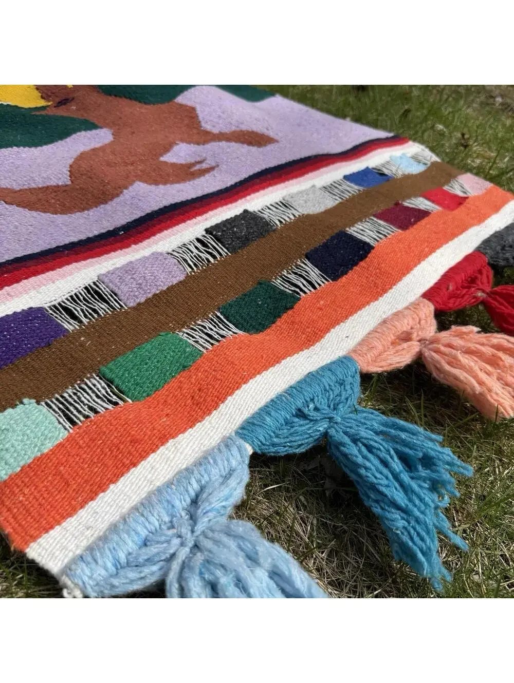 Vintage Oaxaca Mexico Hand Woven Tapestry Textile Rug Blanket Zapotec 30”x47”